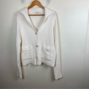 Auver Fit Korean Thick Knit Cardigan Buttons White Classic‎ One Size Fits All